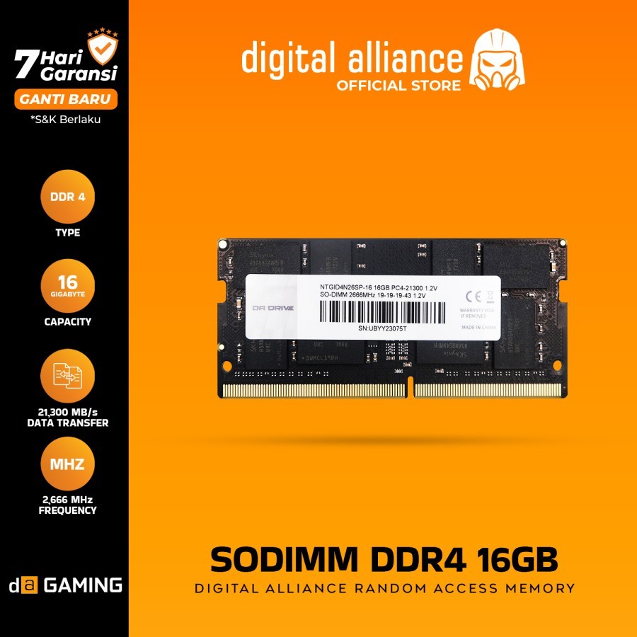 RAM DA SO SO-DIMM DDR4 16GB PC 2666