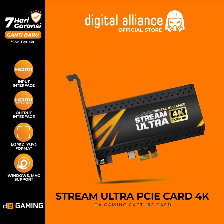 Capture Card Digital Alliance Gaming 4K 2K 60FPS Live Streaming PCIe